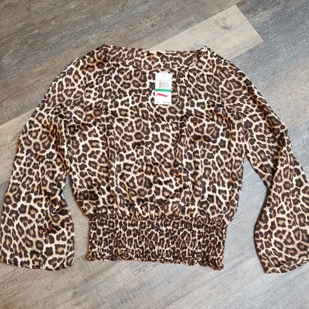Nwt michael kors leppard silk blouse